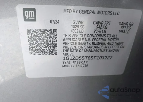 2025 Chevrolet Malibu Fwd Ls z USA, uszkodzony, nr VIN 1G1ZB5ST6SF103227